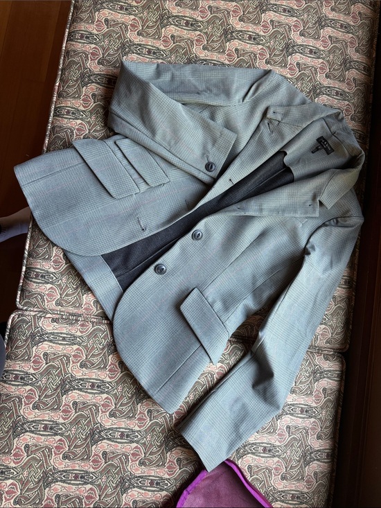 rag & bone Jackets & Blazers - Rag & bone Double-Breasted Glen Plaid Blazer in Light Gray 6